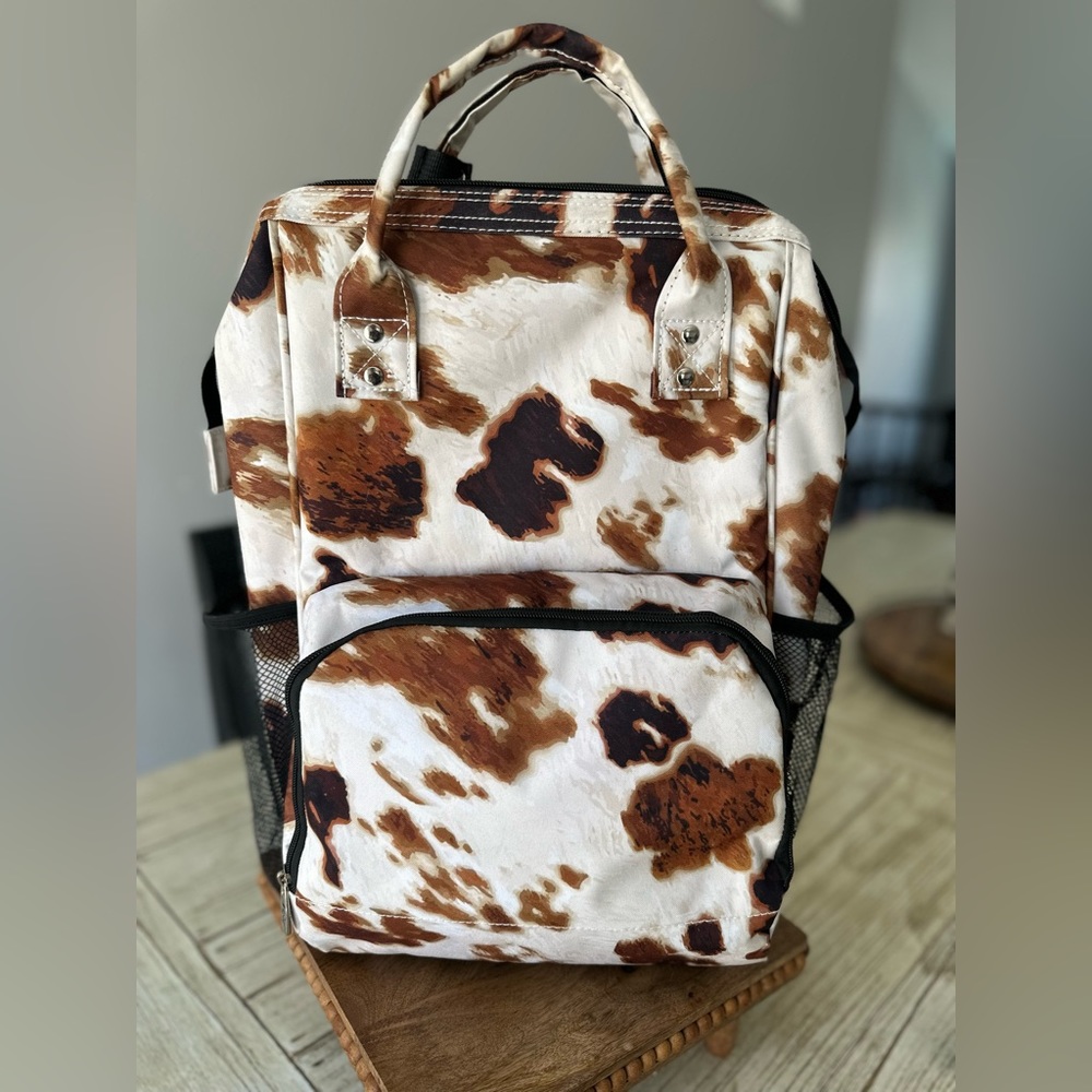 N Gil Cow Print Backpack